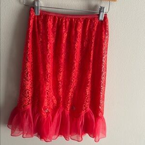 Vintage Elegant Red Lace Skirt